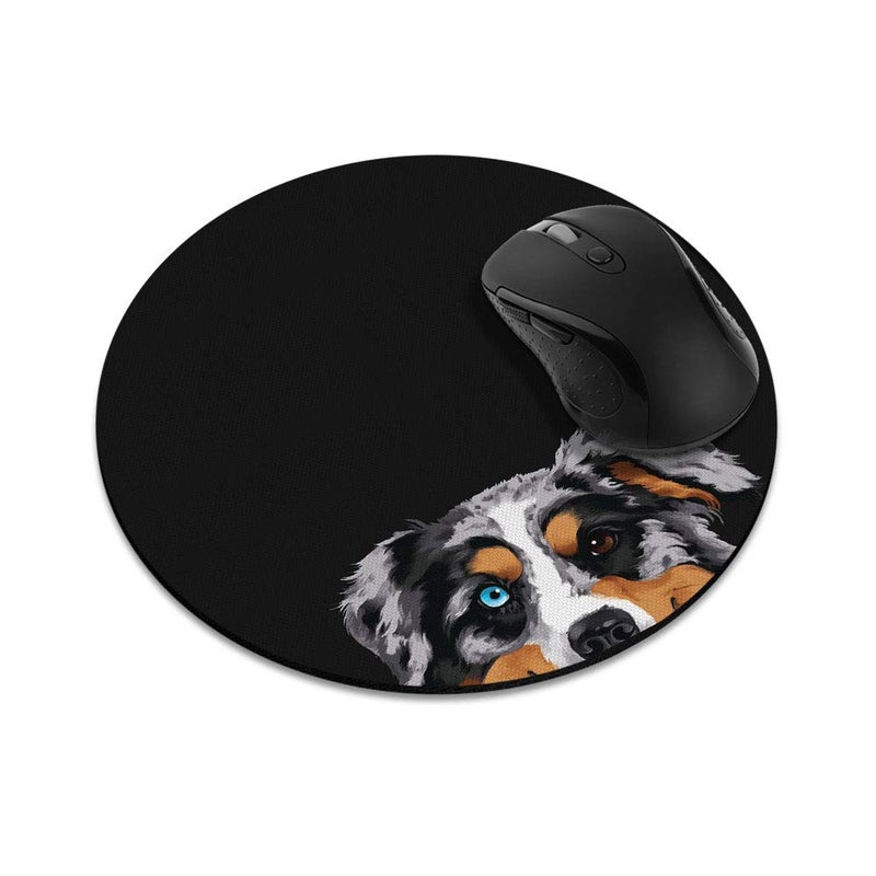WIRESTER Non-Slip Round Mousepad, WIRESTER Merle Aussie Australian Shepherd Dog Mouse Pad for Home, Office and Gaming Desk - Image 1